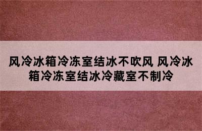 风冷冰箱冷冻室结冰不吹风 风冷冰箱冷冻室结冰冷藏室不制冷